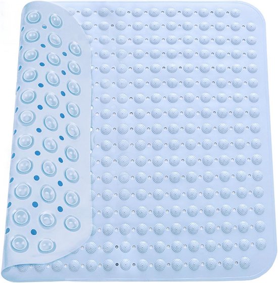 Antislip Douchemat Vierkant Lichtblauw 48x48 cm - Veilig voor Bad en Douche met Afvoergaten van Merkloos