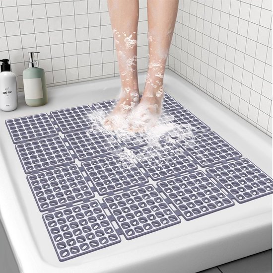 Antislip Douchemat Vierkant met Zuignappen en Drainagegaten - Badmat voor Douche en Badkamer (60x60 cm)