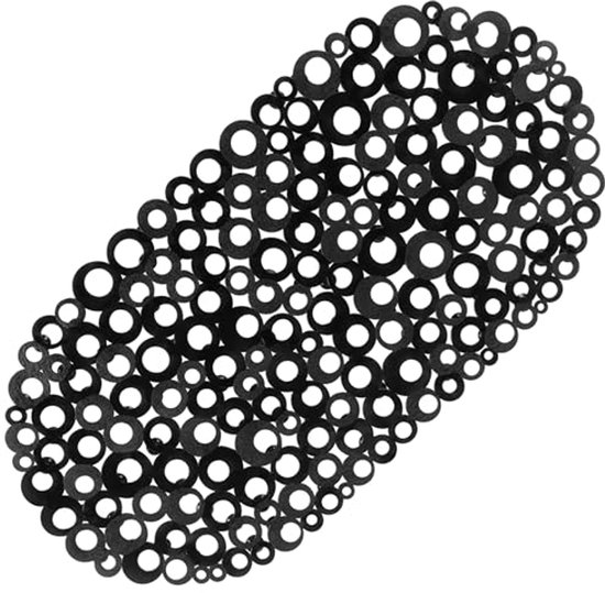 Antislip Douchemat voor Kinderen en Volwassenen - Zwarte PVC Douchemat 69 x 35 cm met Zuignappen