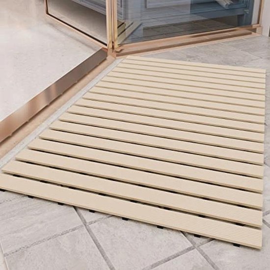 Antislip Douchemat Zware Rubberen Badmat Zonder Zuignap voor Binnen en Buiten - Beige