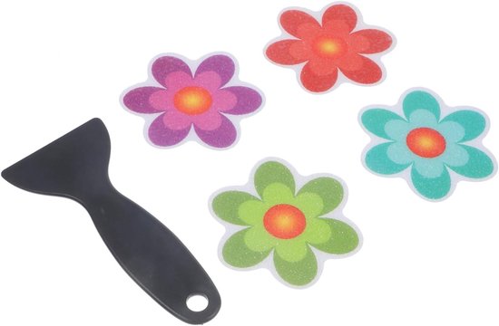Antislip Stickers - Badkamer Tegels - Veilig Douchen - Bloemen Schep Patroon - 4 Stuks - Kleurrijk