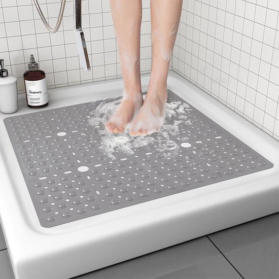 Antislip Vierkante Douchemat met Zuignappen - 69x69 cm - Badmat voor Badkuip en Douche van Merkloos