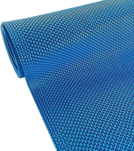 Antislip Vloermat - Drainagemat PVC - Veilige Badkamer - Sneldrogend Ontwerp - 120x80 cm - Blauw