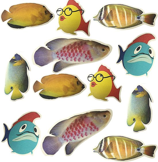 Antislipstickers voor badkuip - 12 stuks - antislip - stickers - zeedieren - plastic spatel - badkamer - zwembad - trap - kinderkamer - vissen van Jelien
