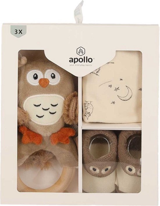 Apollo Baby's Giftbox Uil - Kraamcadeau - Babyshower - Baby sokken