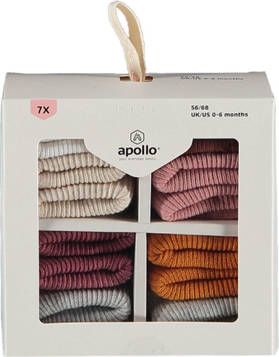 Apollo - Sokken baby - Set van 7 paar - 0/6 maanden-in cadeauverpakking van Apollo
