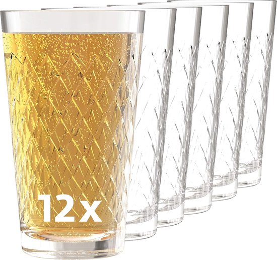 Appelwijnglazen 0,3 l - 12 geribbelde appelwijnglazen - leuk appelwijncadeau - ook ideaal als kleine waterglazen van Bormioli Rocco