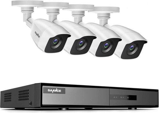 Ariko Sannce Camera CCTV systeem, 4 x Witte hoge kwaliteit 3MP beveiliging camera's, Nachtzicht 25 mtr, Online opgenomen en live beelden bekijken, inclusief 1TB harde schijf - Nederlandstalige helpdesk van Ariko