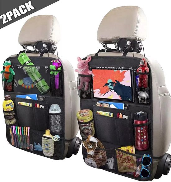Armaza Luxe & Stevige Autostoel Organizer met Tablet Houder - Set van 2 - Auto Stoel Organiser- Waterafstotend - Oxford Materiaal van Armaza