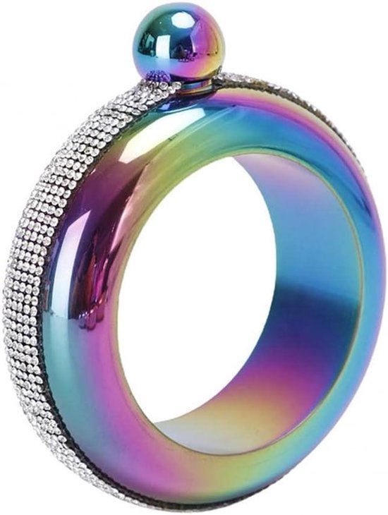 Armband Fles, RVS Draagbare Fles voor Outdoor Activiteiten - Party Cadeau, Kleurrijke Steentjes, 3.5 oz