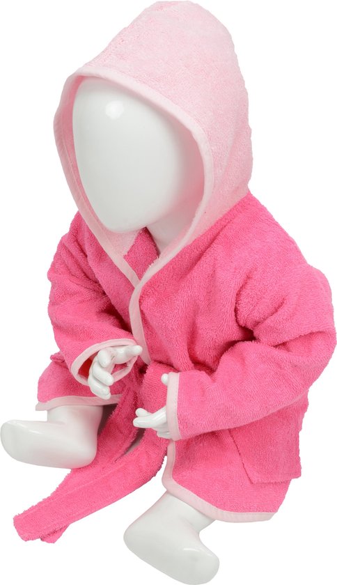 ARTG® Babiezz - Baby Badjas met Capuchon -  Rose - Lichtroze  - Maat  80-92