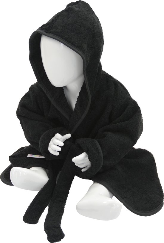 ARTG® Babiezz - Baby Badjas met Capuchon - Zwart - Maat 98-110 van Merkloos