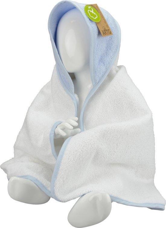 ARTG® Babiezz - Babycape - Baby Badcape - Kraamkado - 100% Katoen - Wit/Lichtblauw