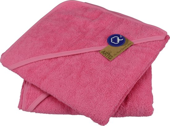 ARTG® Babiezz - Babycape - Baby Badcape XL - Kraamkado - 100 x 100 cm - Volledig Fuchsia Rose Cape - PINK
