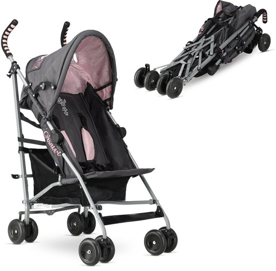 Asalvo Buggy - Paraplu Buggy - Compact Inklapbaar - Grijs/Roze