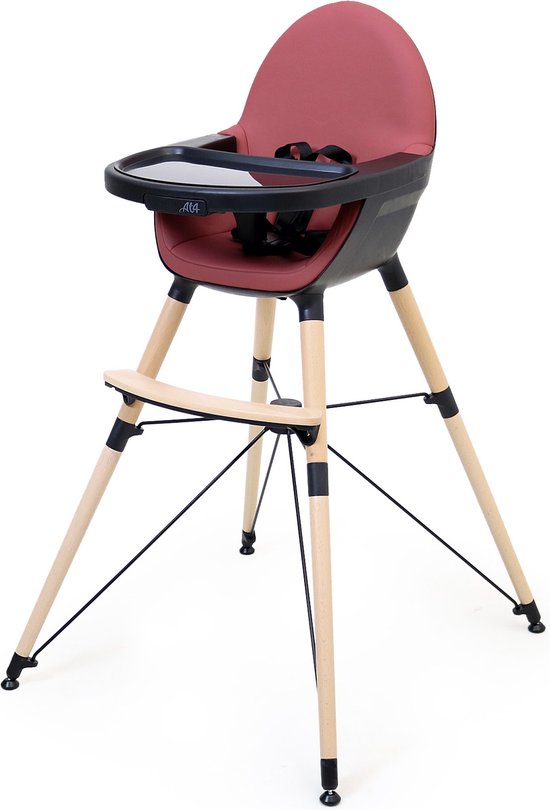 AT4 - Hoge kinderstoel CONFORT in kunststof Zwart en Bordeaux 3 hauteurs van AT4