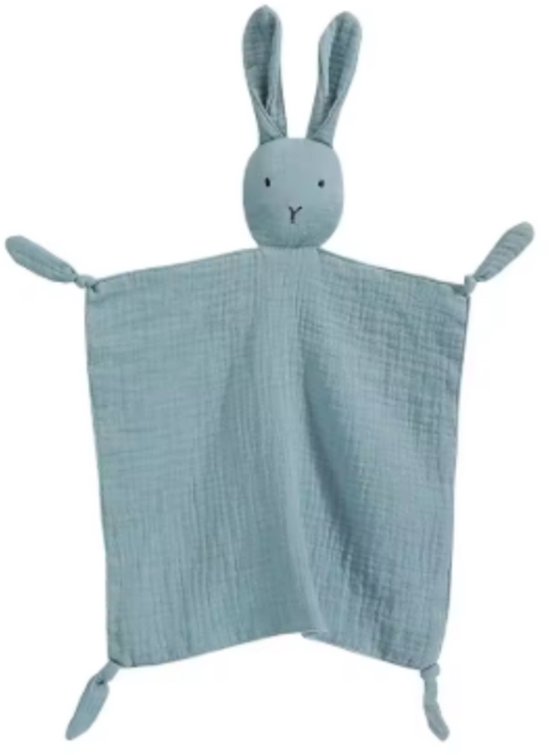 AtlasPro® - Knuffeldoekje Katoen - Konijn - Blauw - Zacht Baby knuffeldoek - Perfect Baby Cadeau van Merkloos