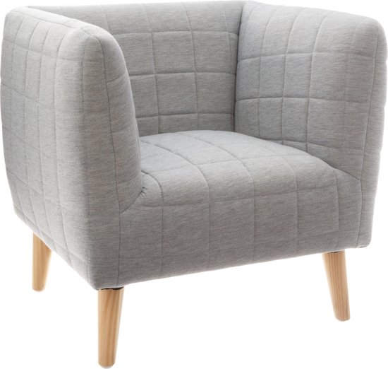 Atmosphera Kids Gewatteerde fauteuil grijs voor kinderkamer H 47 cm - Zithoogte 28 cm - Zetel - Op pootjes van Atmosphera