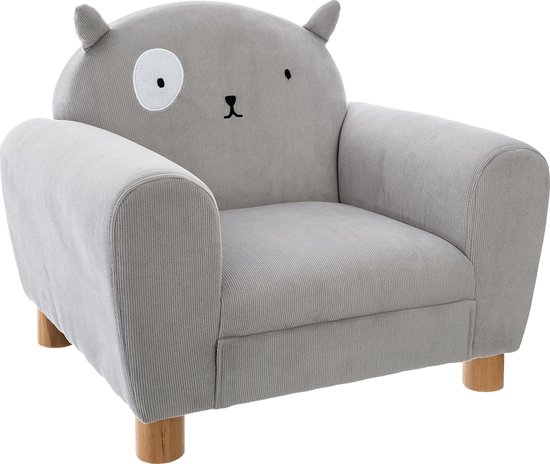 Atmosphera Kids Grijze fauteuil met kattenoren voor kinderkamer H 43 cm van Atmosphera
