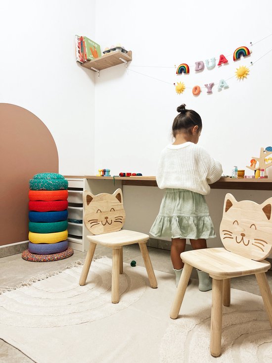 Atmosphera Kids Pia kinderstoel met kattensnoet - 30x28x50cm - Naturel van ATMOSPHERA KIDS.