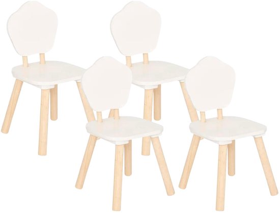 Atmosphera Kinder stoeltje Presidente - 4x - wit - hout - D23 x H48 cm - bijzet stoeltjes voor kinderen van Atmosphera