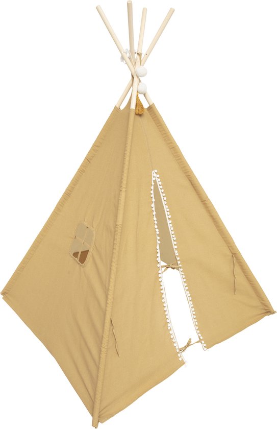 Atmosphera Tipi speeltent voor kinderen - 120 x 120 x 160 cm - geel - wigwam van Merkloos