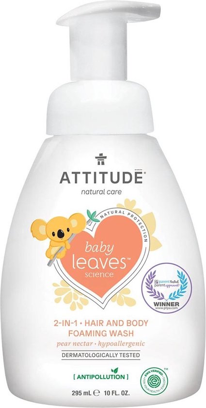 Attitude - Baby Leaves 2 in 1 Peer Nectar Foaming Wash - 295ml van Attitude