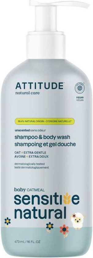 Attitude - Baby Leaves 2in1 Shampoo Oatmeal Sensitive Unscented- 473ml