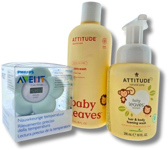 Attitude Cadeauset Douche & Bad met Avent Bad thermometer - Luxe Badset - Verwen Cadeauset - Wellness Geschenk voor Iedereen van Merkloos