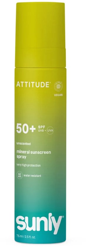 ATTITUDE SUNLY Zonnebrandspray SPF50 ongeparfumeerd ECO - duurzaam van Attitude