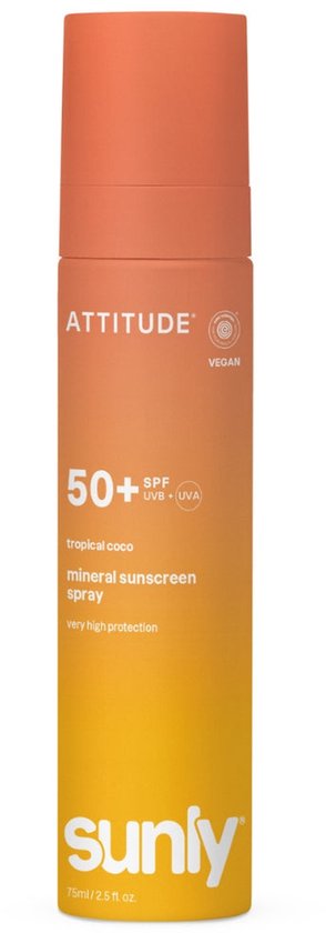 ATTITUDE SUNLY Zonnebrandspray SPF50 Tropical Kokos ECO - duurzaam van Attitude