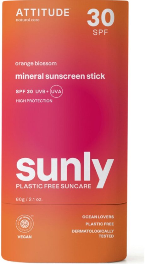 ATTITUDE Sunly Zonnebrandstick SPF30 Oranjebloesem - (60g) ECO - duurzaam van Merkloos