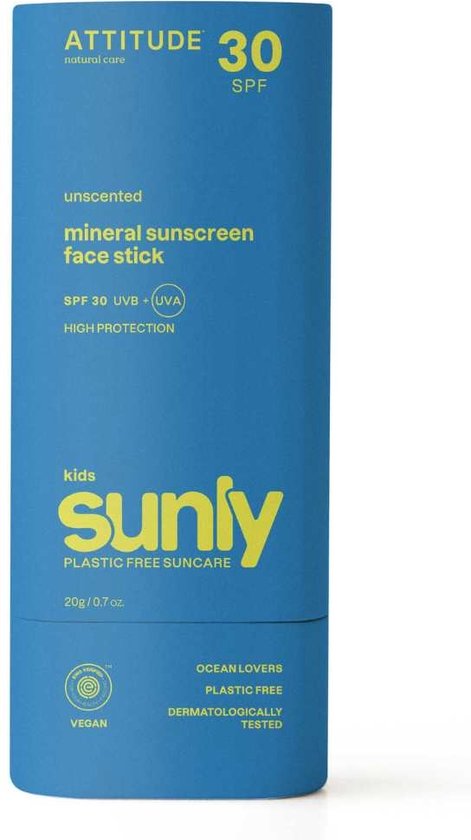 Attitude zonnebrandstick - baby & kind - gezicht - SPF 30 - ongeparfumeerd van Merkloos