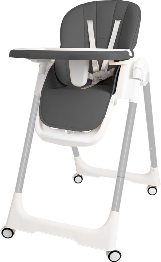 Aufun Kinderstoelen Kinderstoel Eettafel Opvouwbare Babystoel Kinderverhoger Kinderzitje voor Baby 6-36 Maanden Tafelstoel met Tafelblad Draagbaar Buiten Binnen (Grijs)