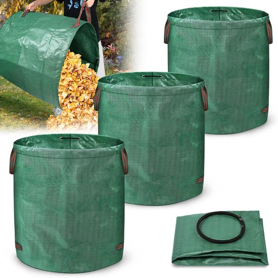 Aufun tuinafvalzak tuinzak bladzak tuinafvalzakken staand voor tuinafval robuuste polypropyleen stof 150g/m² (3 x, 272L) van Aufun