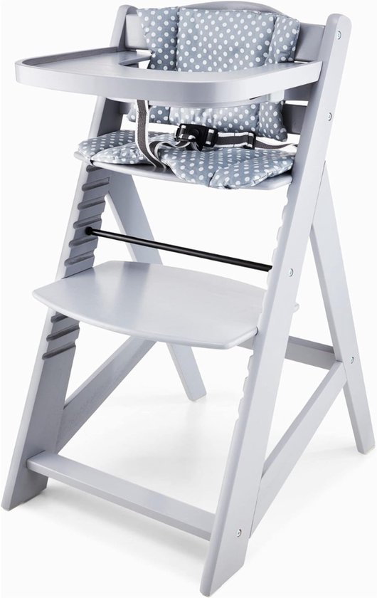 Aurixi® Kinder Eetstoel - Babystoel Voor Aan Tafel Met Dienblad - Baby Stoel Voor Eten - Meegroei Kinderstoel Inklapbaar - Baby stoeltje Zitten - Meegroeistoel - Kindereetstoel - Grijs - 32cm x 44cm x 87 cm van Merkloos