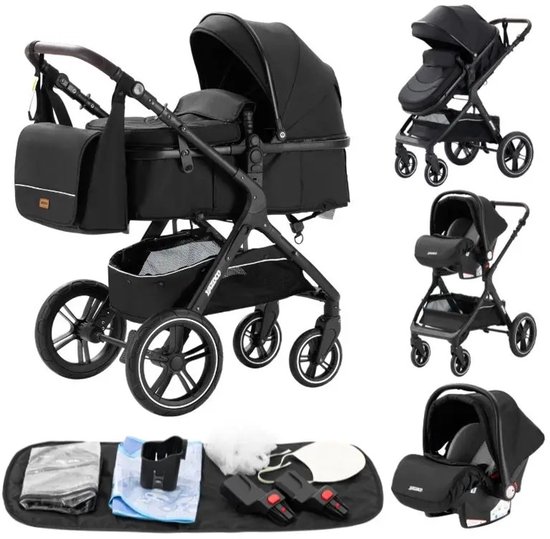 AURORAS-Luxe 3-in-1 Kinderwagen – Buggy + Reiswieg + Autostoel – Opvouwbaar & Lichtgewicht – Omkeerbare Zitting – Aluminium Frame – Vanaf Geboorte van Merkloos