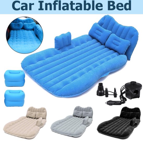 Auto Achterbank Cover Auto bed Reisbed Vochtbestendige Opblaasbare Matras Luchtbed voor Auto-interieur 135cmx88cmx36cm - Zwart van Merkloos