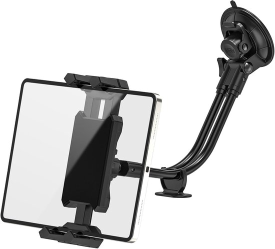 Auto met 12.21" Zwanenhals, 360° Draaibare iPad Autosteun, Dashboard Voorruit Tablethouder voor iPad Air/Pro/Mini, 4,7-13,5" Tablets