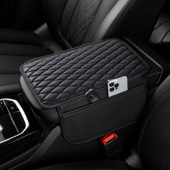 Auto middenconsole armsteunhoes, verbeterde microvezel leren auto armsteunhoes met 2 opbergvakken, universele auto opbergdoos armsteunhoes, auto-interieur accessoires beschermer geschikt voor de meeste voertuigen van Oasser