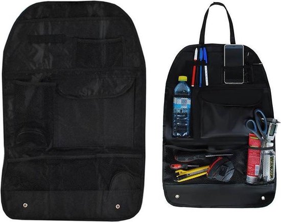 Auto organizer - organizer voor autostoel - opruimen auto - 60 x 40 cm - zwart van Merkloos