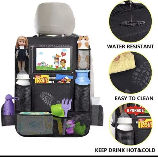 Auto stoel organizer - Auto vakantie kinderen - Spullen organizer auto - Ruimtebesparend - Multifunctioneel - Spullen opruimen auto - Auto vakantie kinderen - Achterbank organizer - D4.1
