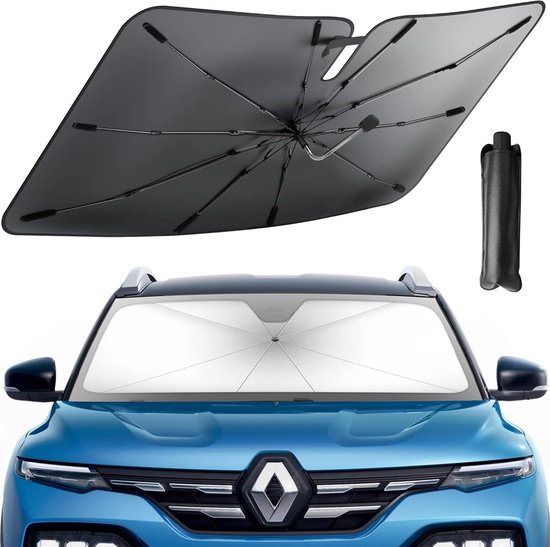 Auto Voorruit UV-Bescherming Paraplu (Maat L)- 360 graden draaibaar - Auto Voorruit Zonnescherm Paraplu - opvouwbare autoparasol - anti-uv en warmteblok - Auto Voorruit Paraplu Geschikt voor De Meeste Voertuigmodellen (140 * 78 cm) van U-mai