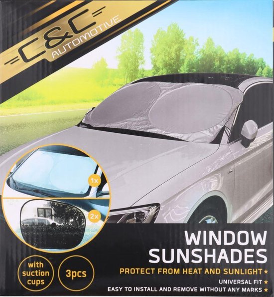 Auto Zonnescherm - 1 voorscherm - 2 zijschermen - Met zuignappen - Universeel - Vaderdag Cadeau - Voor hem - Papa - papadag van Carpoint