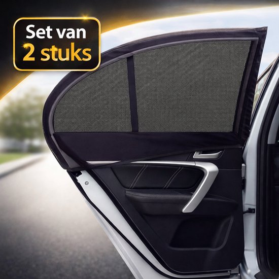 Auto Zonnescherm Achterportier - Universeel - Set van 2 - Inclusief Klittenband - Zonwering - Eenvoudige Montage - Voor Kinderen & Baby