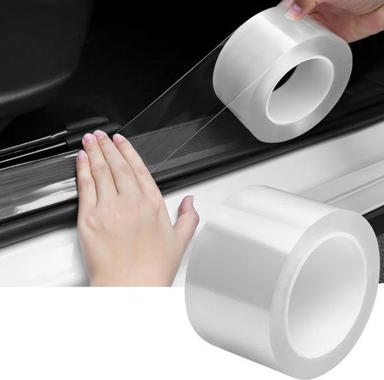 Autodeurrandbeschermingsstrip, dorpelbeschermingsstrip, 10 cm breed * 3 m lang - Carrosseriewrap, vinyl autofolie voor impactbescherming, geschikt voor de meeste voertuigen (transparant). van Hioeel
