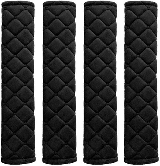 Autogordelbeschermers van imitatieschapenvacht - Gordelbeschermers - Schouderbeschermers - Gordelbeschermers - Schouder- en nekbescherming - Geschikt voor autogordels- personenauto's- vrachtwagens (4-pack- zwart) van Lifeswonderful
