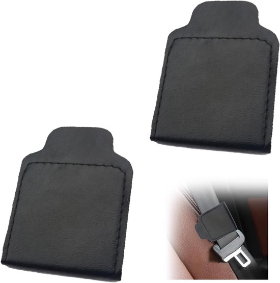 Autogordelversteller, 2 hoogwaardige PU-leren veiligheidsgordelclips voor autocomfort, universele schouder-nekversteller voor volwassenen (zwarte kleefstof) van Merkloos