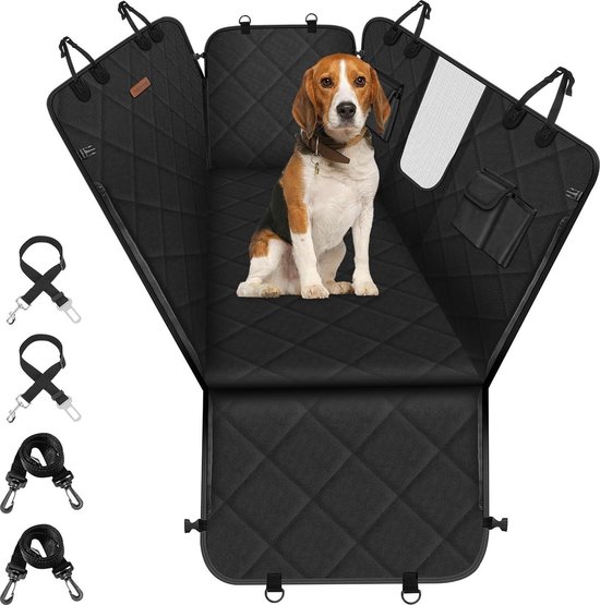 Autohoes voor Honden - Waterdicht en Krasvast - Achterbank en Kofferbak - Antislip - Met Kijkvenster en Veiligheidsgordels - Draagtas - SUV van Pawness