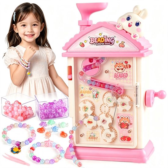 Automatische kralenmachine - Educatief doe-het-zelf speelgoed voor kinderen - Set voor het maken van kralensieraden - Vriendschapsarmbandje als verjaardagscadeau - Geschikt voor meisjes van 6-12 jaar